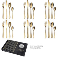 24Pcs/set Luxury Gold Stainless Steel Cutlery Set - Luxurious Weddings