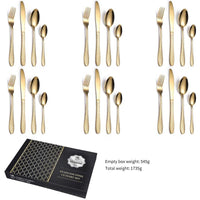 24Pcs/set Luxury Gold Stainless Steel Cutlery Set Gifts for her Luxurious Weddings