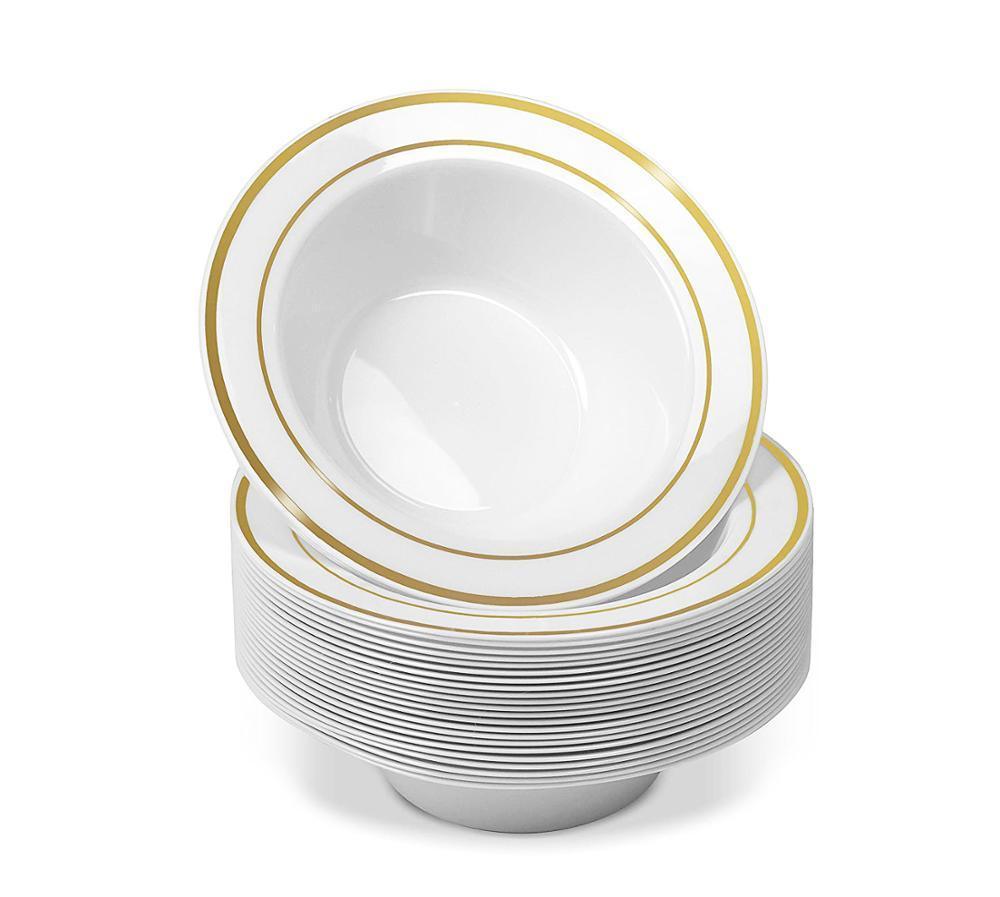 25pcs Disposable Plastic Bowls Disposable Tableware Luxurious Weddings