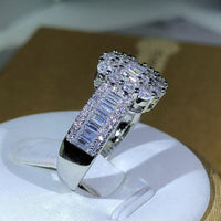 925 Silver High Quality Square White Zircon Ring Jewelry Luxurious Weddings