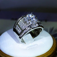 925 Sterling Silver AAA White Zircon Engagement Rings - Luxurious Weddings