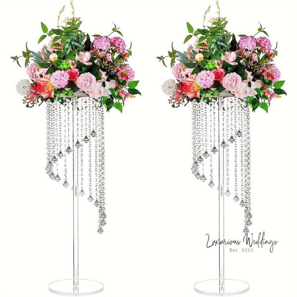 Acrylic Vase Stands - Elegant Wedding Centerpieces - 2 Pcs Luxurious Weddings