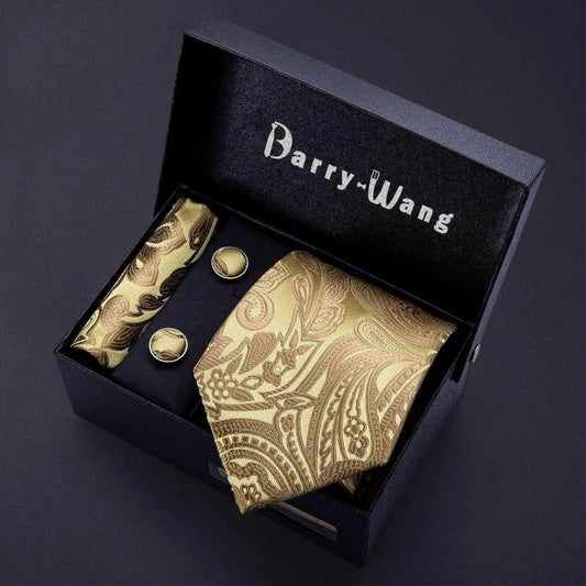 Luxury Designer Gold Neck Tie Set Necktie set Luxurious Weddings