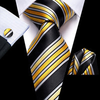 Black Red Striped Silk Wedding Tie For Men Handky Cufflink Gift Men Necktie Fashion Business Party Dropshiping Hi-Tie Designer - Luxurious Weddings