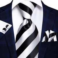 Black Red Striped Silk Wedding Tie For Men Handky Cufflink Gift Men Necktie Fashion Business Party Dropshiping Hi-Tie Designer - Luxurious Weddings