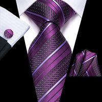 Black Red Striped Silk Wedding Tie For Men Handky Cufflink Gift Men Necktie Fashion Business Party Dropshiping Hi-Tie Designer - Luxurious Weddings