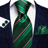 Black Red Striped Silk Wedding Tie For Men Handky Cufflink Gift Men Necktie Fashion Business Party Dropshiping Hi-Tie Designer - Luxurious Weddings