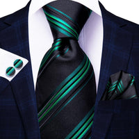 Black Red Striped Silk Wedding Tie For Men Handky Cufflink Gift Men Necktie Fashion Business Party Dropshiping Hi-Tie Designer - Luxurious Weddings