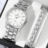 Business Fashion Casual Round Pointer Quartz Watches + Bracelet Groomsmen Gifts Luxurious Weddings