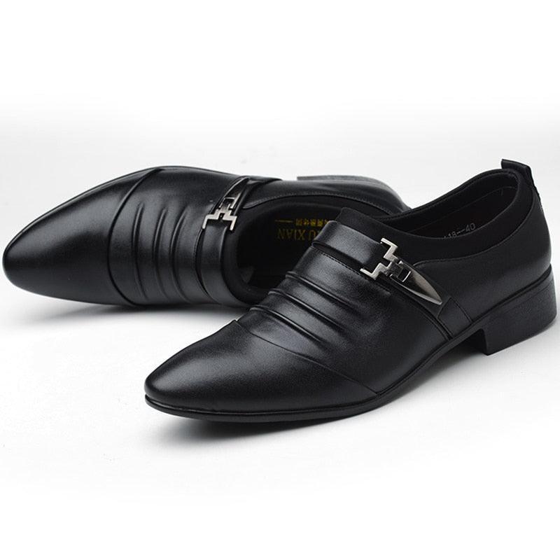 Classic Mens Formal Dress Shoes Black Leather Mens Shoes Luxurious Weddings