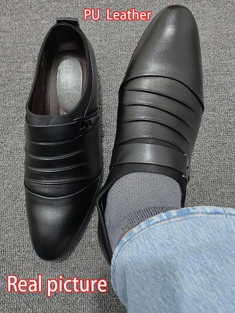 Classic Mens Formal Dress Shoes Black Leather Mens Shoes Luxurious Weddings