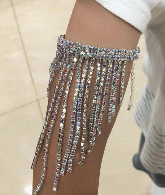 Crystal Finger Ring Bracelet Rhinestone Hand Chain rhinestone Accessories Luxurious Weddings