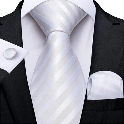 Designer Silk Necktie Hanky & Cufflink Set Groomsmen Accessories Luxurious Weddings