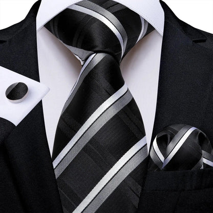 Designer Silk Necktie Hanky & Cufflink Set Groomsmen Accessories Luxurious Weddings
