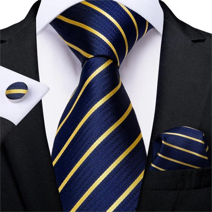 Designer Silk Necktie Hanky & Cufflink Set Groomsmen Accessories Luxurious Weddings