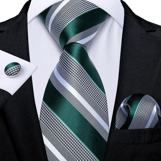 Designer Silk Necktie Hanky & Cufflink Set Groomsmen Accessories Luxurious Weddings