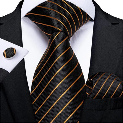 Designer Silk Necktie Hanky & Cufflink Set Groomsmen Accessories Luxurious Weddings
