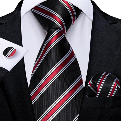 Designer Silk Necktie Hanky & Cufflink Set Groomsmen Accessories Luxurious Weddings