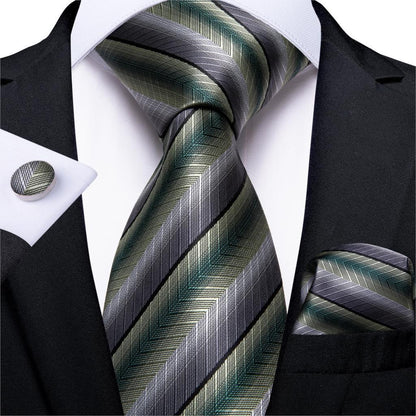 Designer Silk Necktie Hanky & Cufflink Set Groomsmen Accessories Luxurious Weddings