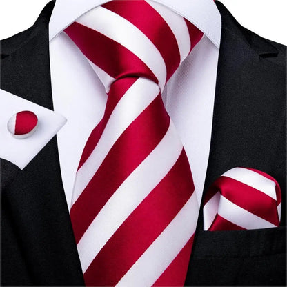 Designer Silk Necktie Hanky & Cufflink Set Groomsmen Accessories Luxurious Weddings