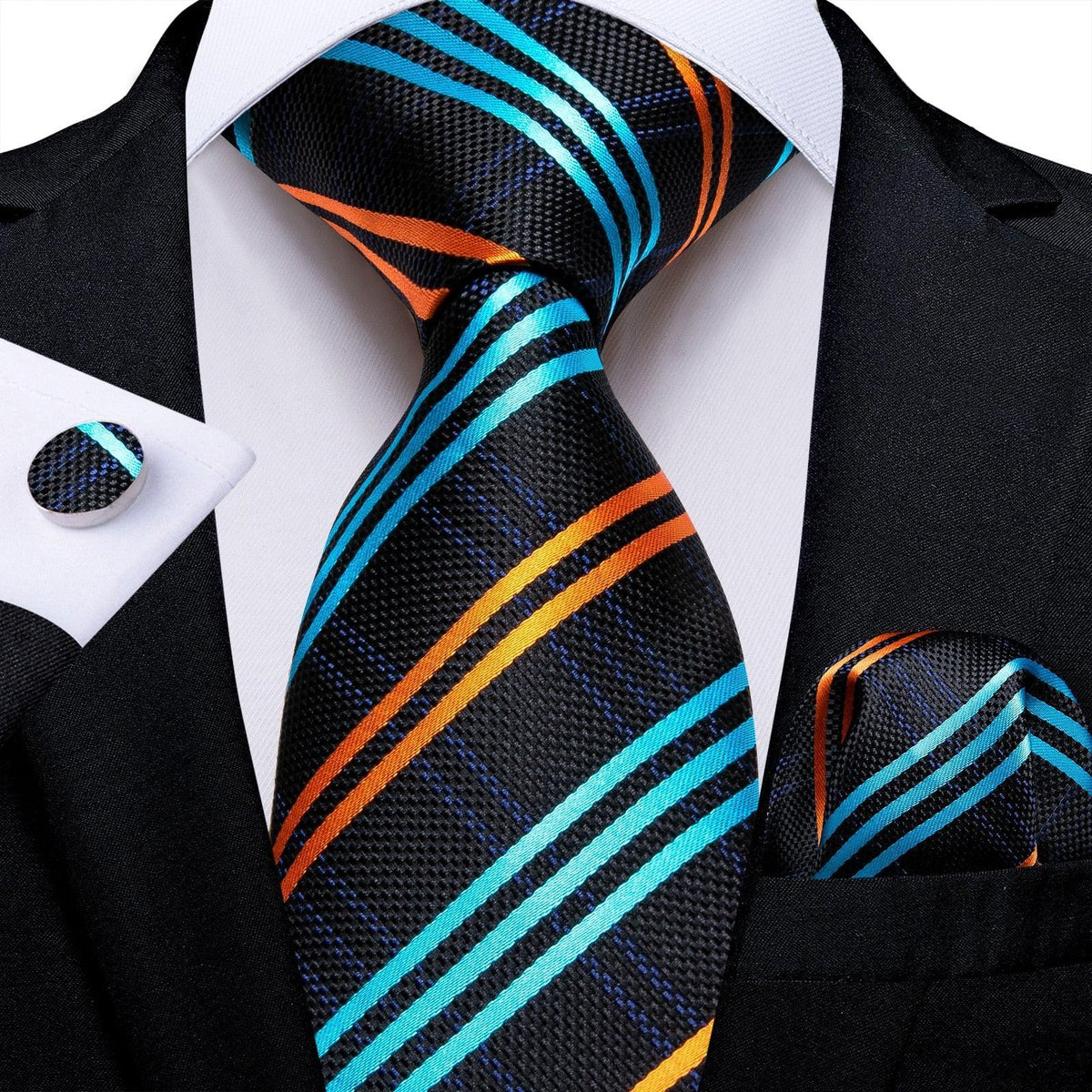 Designer Silk Necktie Hanky & Cufflink Set - Luxurious Weddings