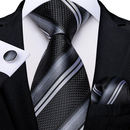 Designer Silk Necktie Hanky & Cufflink Set Groomsmen Accessories Luxurious Weddings