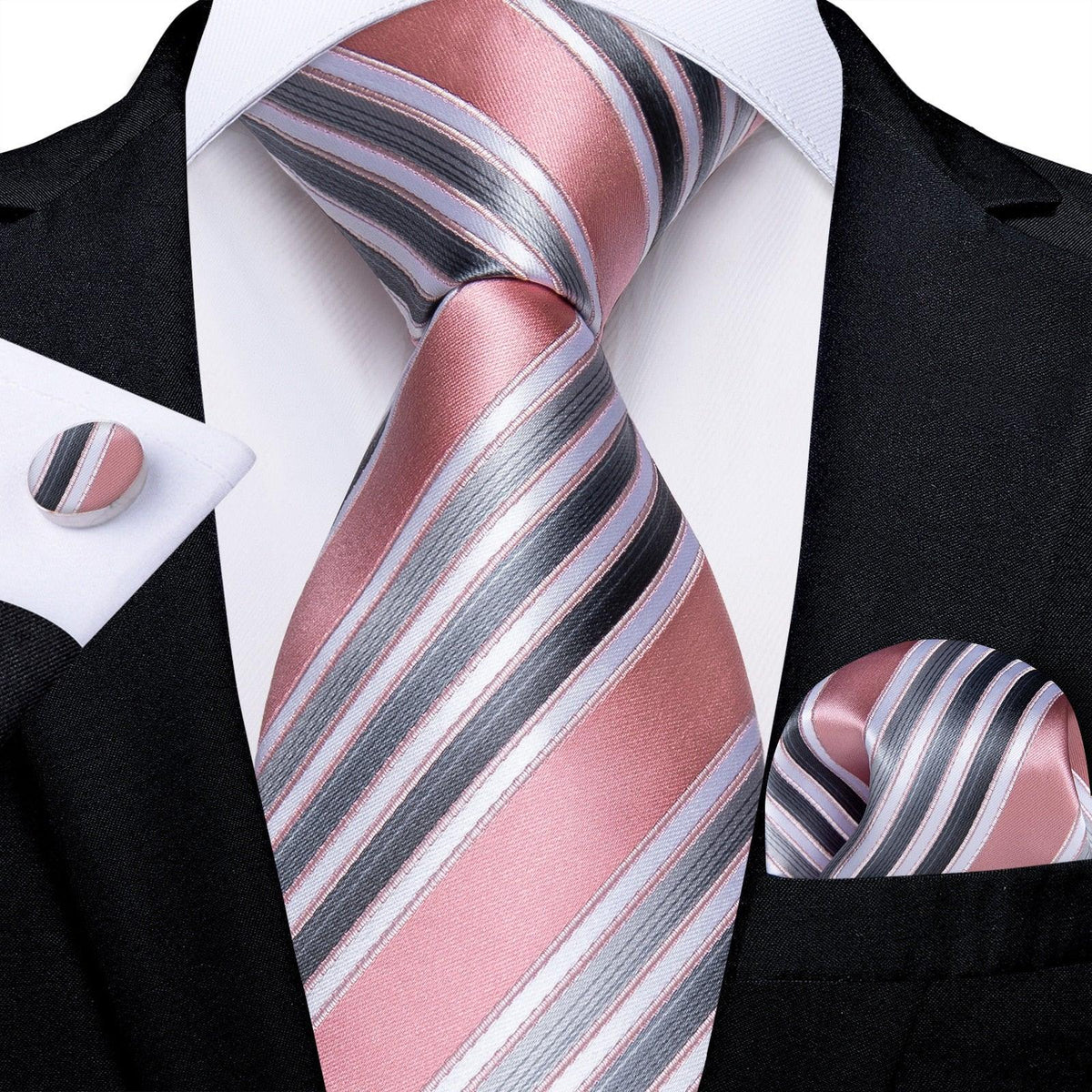 Designer Silk Necktie Hanky & Cufflink Set - Luxurious Weddings