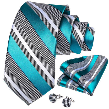 Designer Silk Necktie Hanky & Cufflink Set Groomsmen Accessories Luxurious Weddings