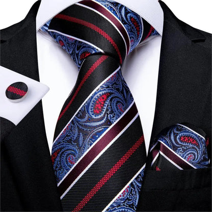 Designer Silk Necktie Hanky & Cufflink Set Groomsmen Accessories Luxurious Weddings