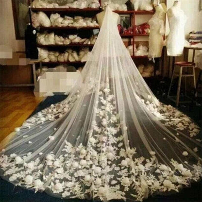 Floral Wedding Veils Hand Made Flower 3m Bridal Veil Luxurious Weddings