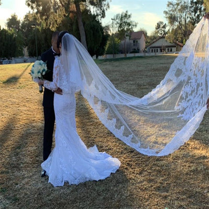 Floral Wedding Veils Hand Made Flower 3m Bridal Veil Luxurious Weddings