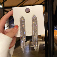Full Rhinestone Tassel Earrings Earrings Luxurious Weddings