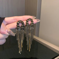 Full Rhinestone Tassel Earrings Earrings Luxurious Weddings