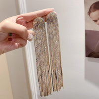 Full Rhinestone Tassel Earrings Earrings Luxurious Weddings