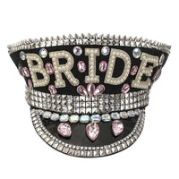 Sequined Beaded White Luxury Rhinestone Bridal Hat Pearl Beaded Hat Luxurious Weddings