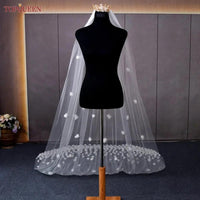 High Quality Wedding Veil with 3d Flowers Cathedral Mantilla Bridal Veil Bridal Veil Luxurious Weddings