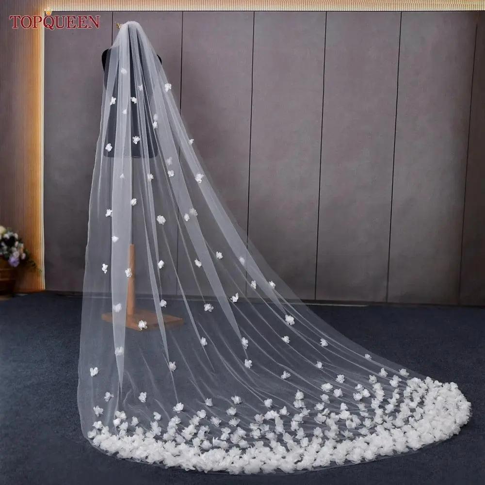 High Quality Wedding Veil with 3d Flowers Cathedral Mantilla Bridal Veil Bridal Veil Luxurious Weddings