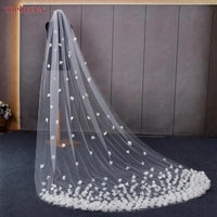 High Quality Wedding Veil with 3d Flowers Cathedral Mantilla Bridal Veil Bridal Veil Luxurious Weddings