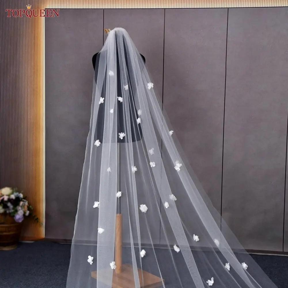 High Quality Wedding Veil with 3d Flowers Cathedral Mantilla Bridal Veil Bridal Veil Luxurious Weddings
