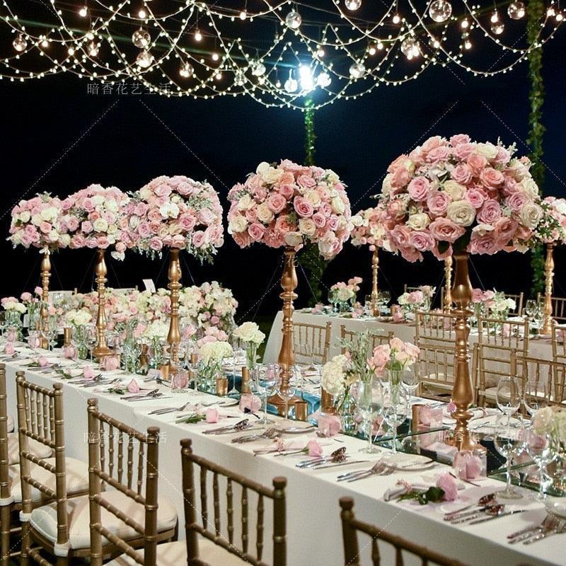 Metal Candle Holders Flowers Vase Candlestick Centerpieces - Luxurious Weddings