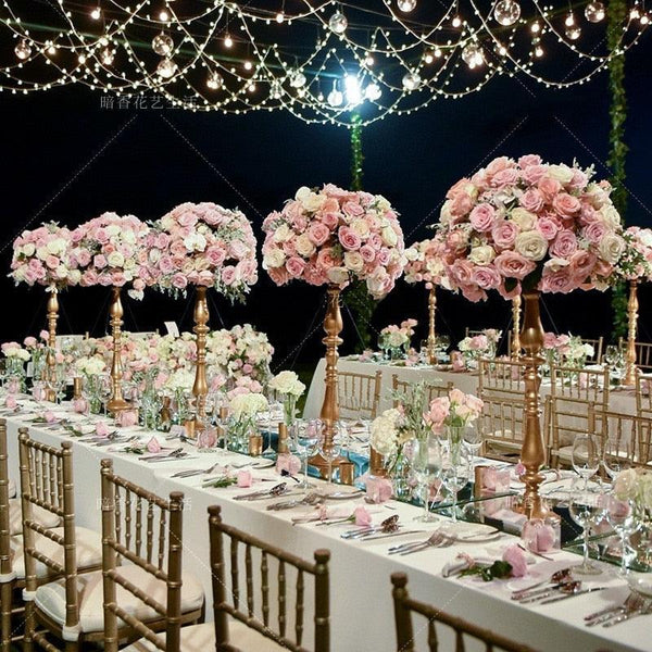 Metal Candle Holders Flowers Vase Candlestick Centerpieces - Luxurious Weddings