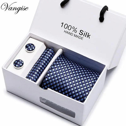 Plaid men Extra Long Size 145cm*7.5cm Necktie Set Neckties Luxurious Weddings
