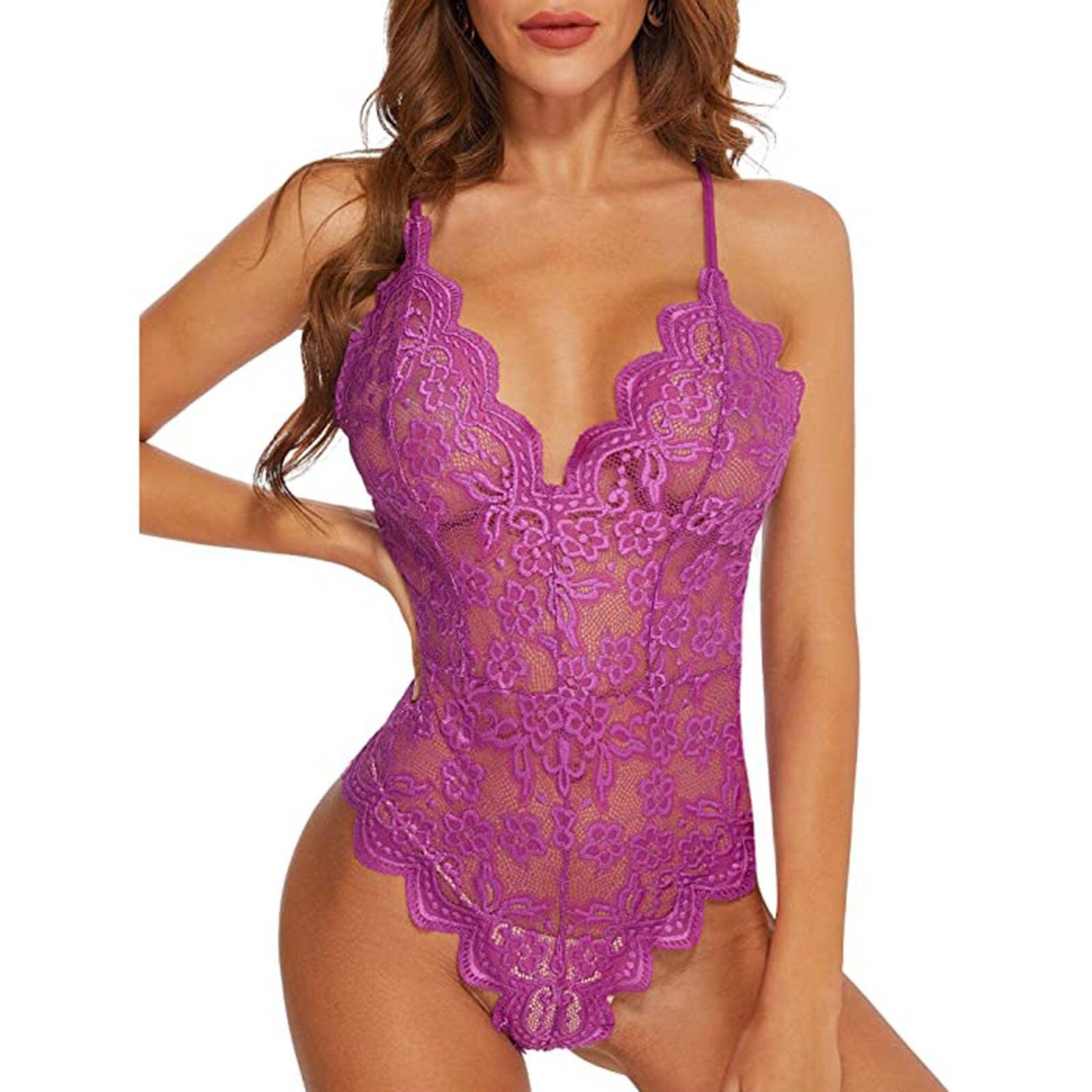 Plus Size One Pieces Lingerie Lace Embroidery Bodysuit Lingerie Luxurious Weddings
