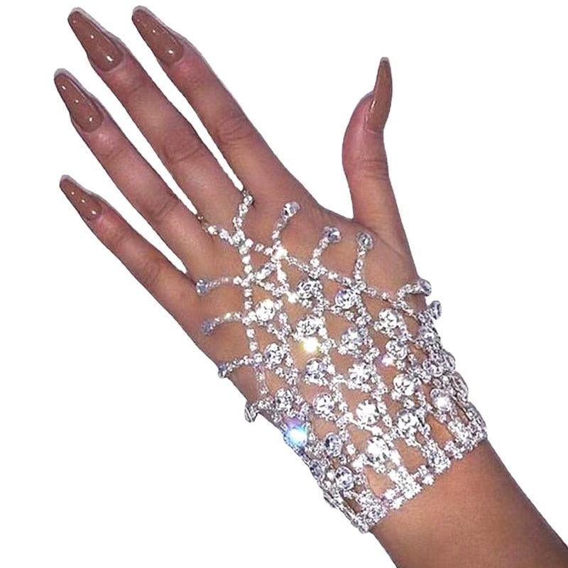 Rhinestone Finger Chain Bracelet rhinestone Accessories Luxurious Weddings