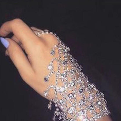 Rhinestone Finger Chain Bracelet rhinestone Accessories Luxurious Weddings