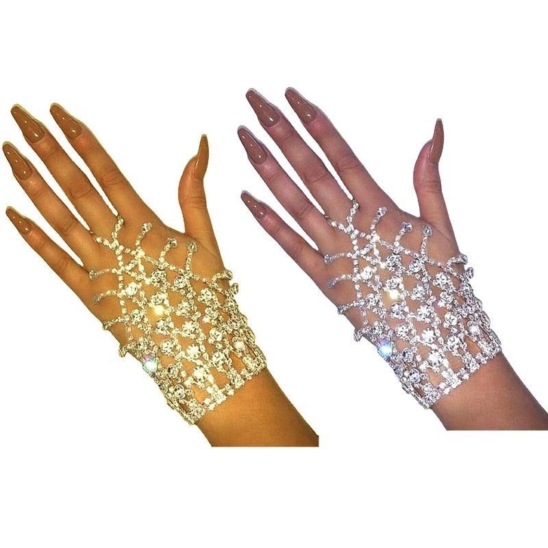 Rhinestone Finger Chain Bracelet rhinestone Accessories Luxurious Weddings