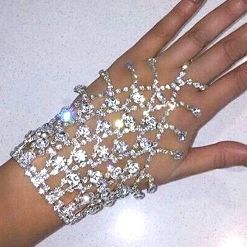 Rhinestone Finger Chain Bracelet rhinestone Accessories Luxurious Weddings