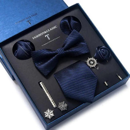 Silk Style Necktie & Pocket Squares Gift Box Neckties Luxurious Weddings