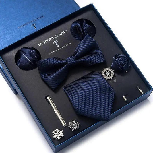 Silk Style Necktie & Pocket Squares Gift Box Neckties Luxurious Weddings