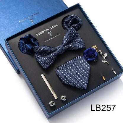 Silk Style Necktie & Pocket Squares Gift Box Neckties Luxurious Weddings